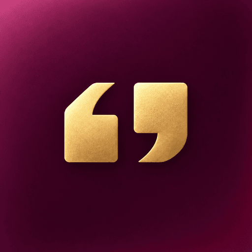 Well Versed’s gold quotation mark on a plum background